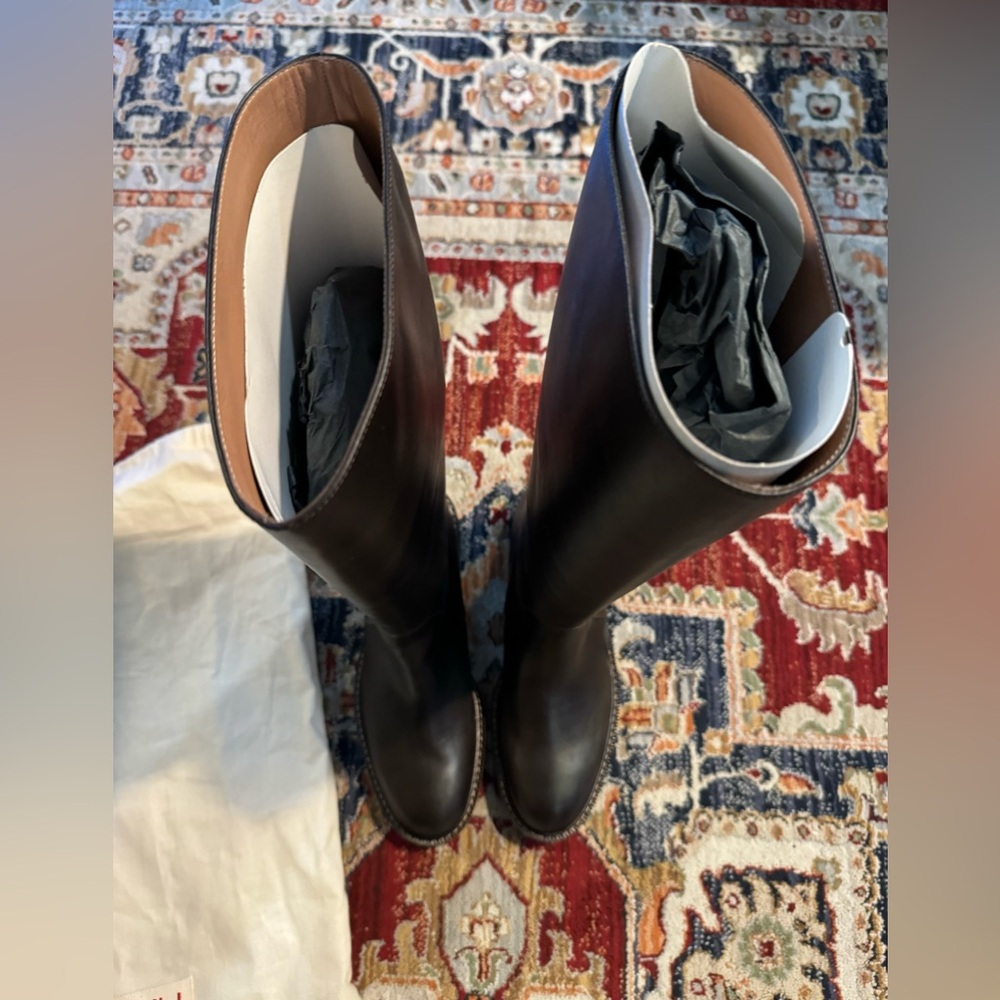 Marni Tall Leather Boots in Dark Brown - Picture 3 of 9